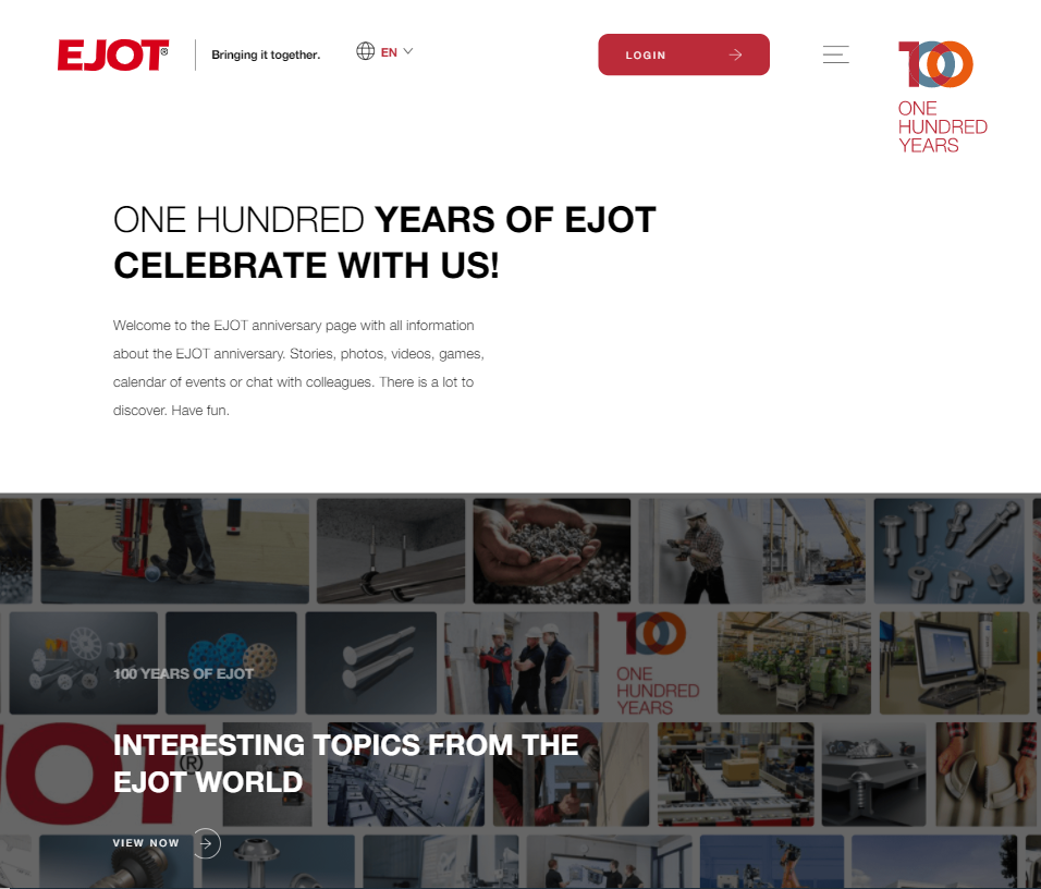 EJOT 100 Anniversary Page