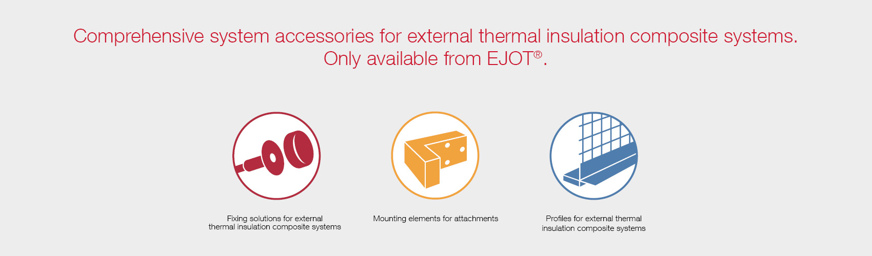 Comprehensive system accessories for external thermal insulation composite systems. Only available from EJOT®.