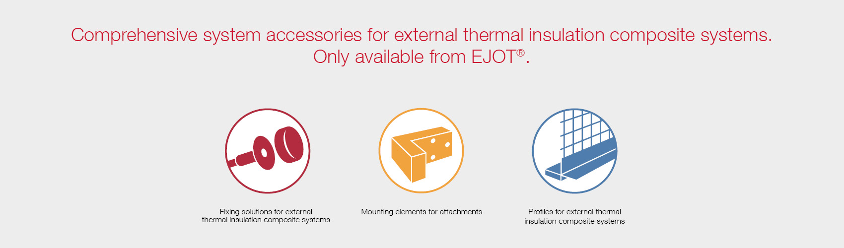 Comprehensive system accessories for external thermal insulation composite systems. Only available from EJOT®.